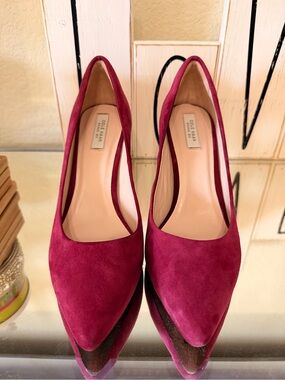 Cole Haan Magenta Suede Pointed-Toe Heels